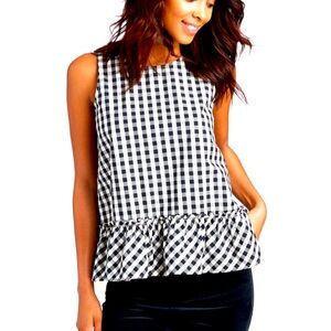 Vineyard Vines Gingham Flounce Sleeveless Blouse size XS